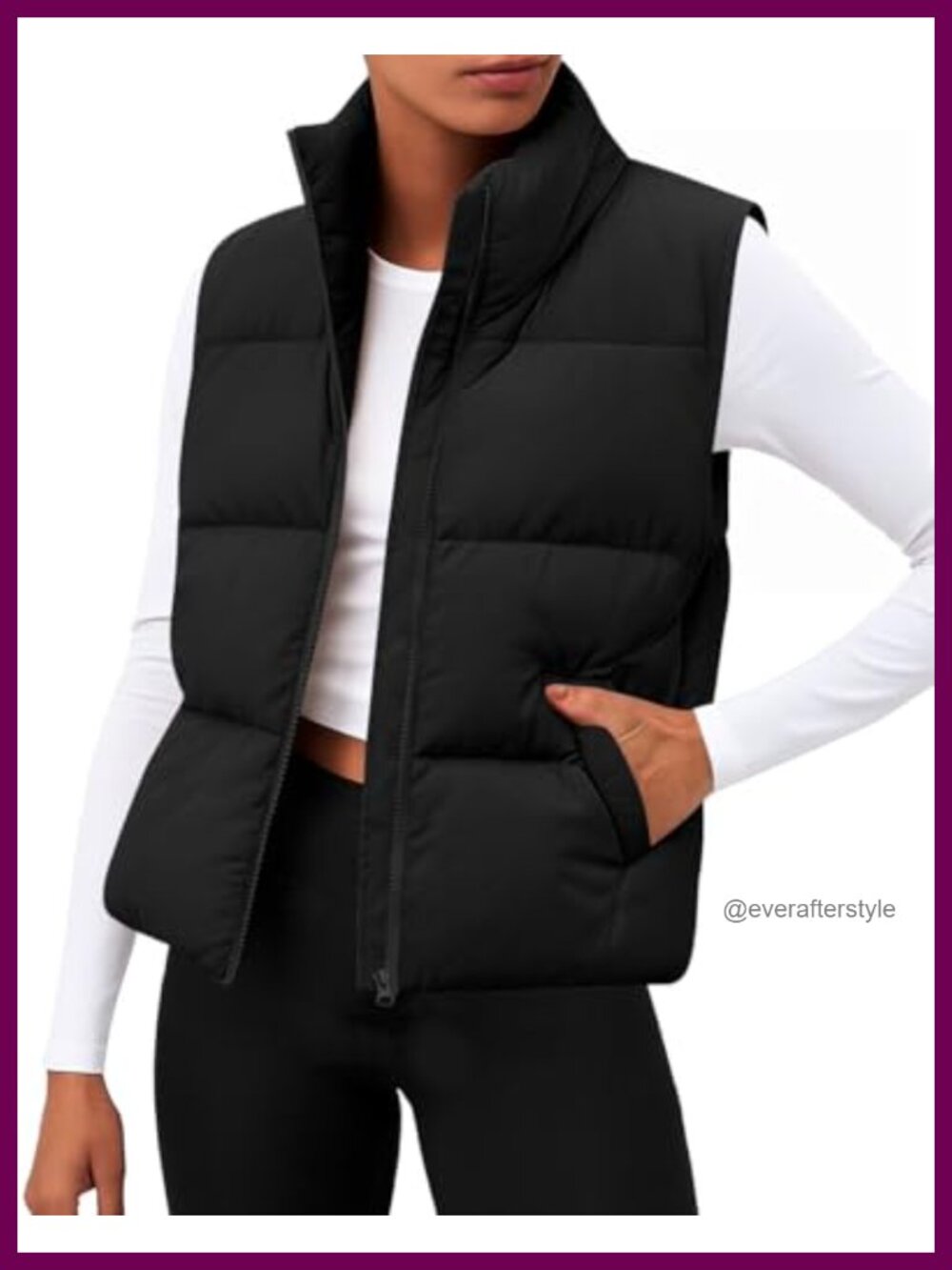 Lightweight Quilted Puffer Vest Cropped Sleeveless Zip Warm Coat
